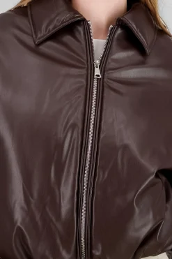 Shasa Faux Leather Puffer Jacket