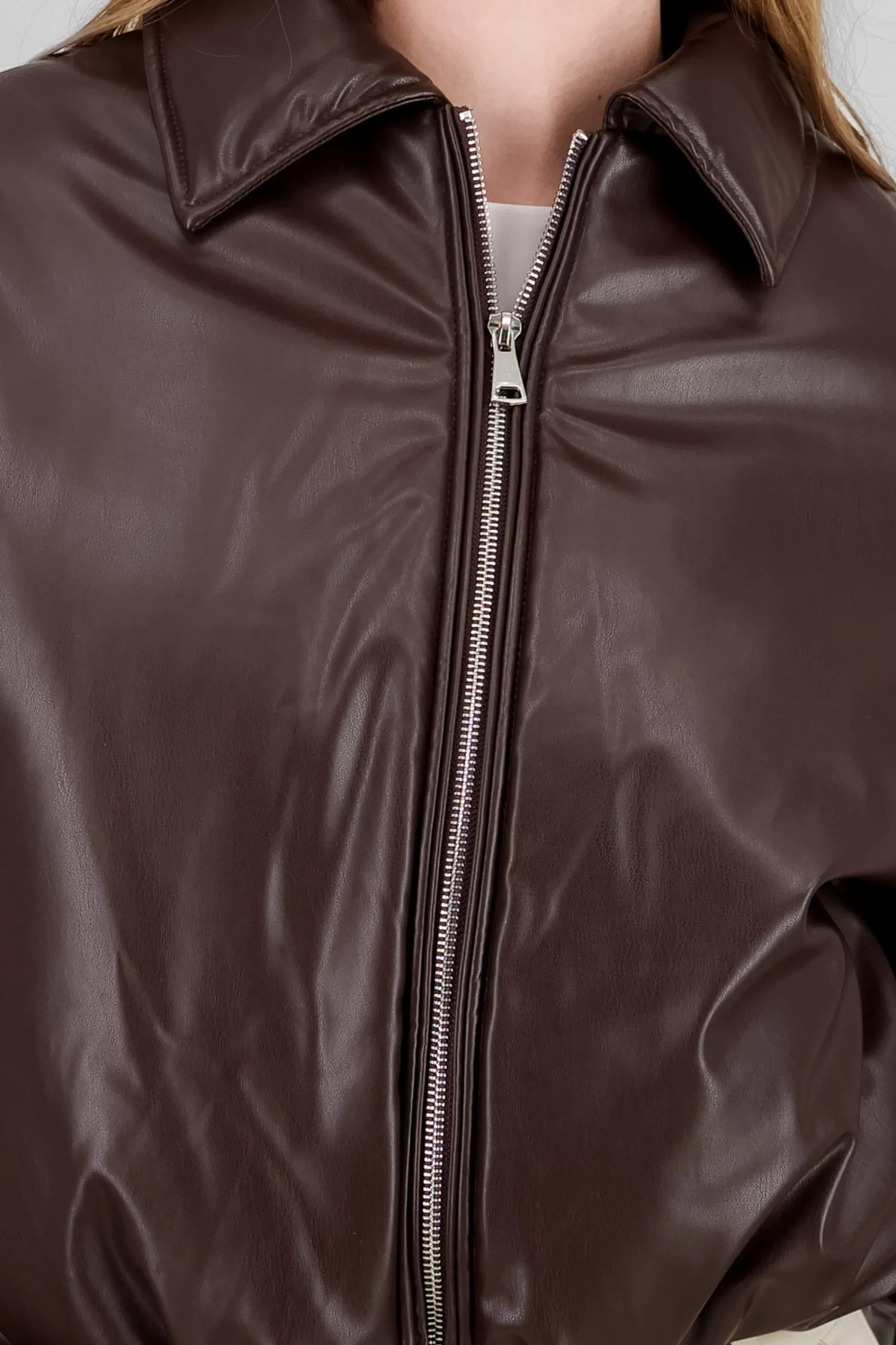 Shasa Faux Leather Puffer Jacket