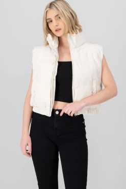 Shasa Faux Leather Puffer Vest