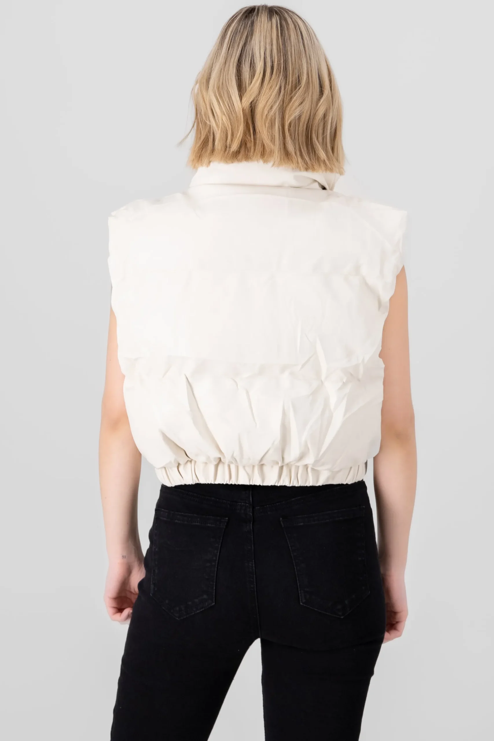 Shasa Faux Leather Puffer Vest