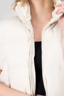 Shasa Faux Leather Puffer Vest