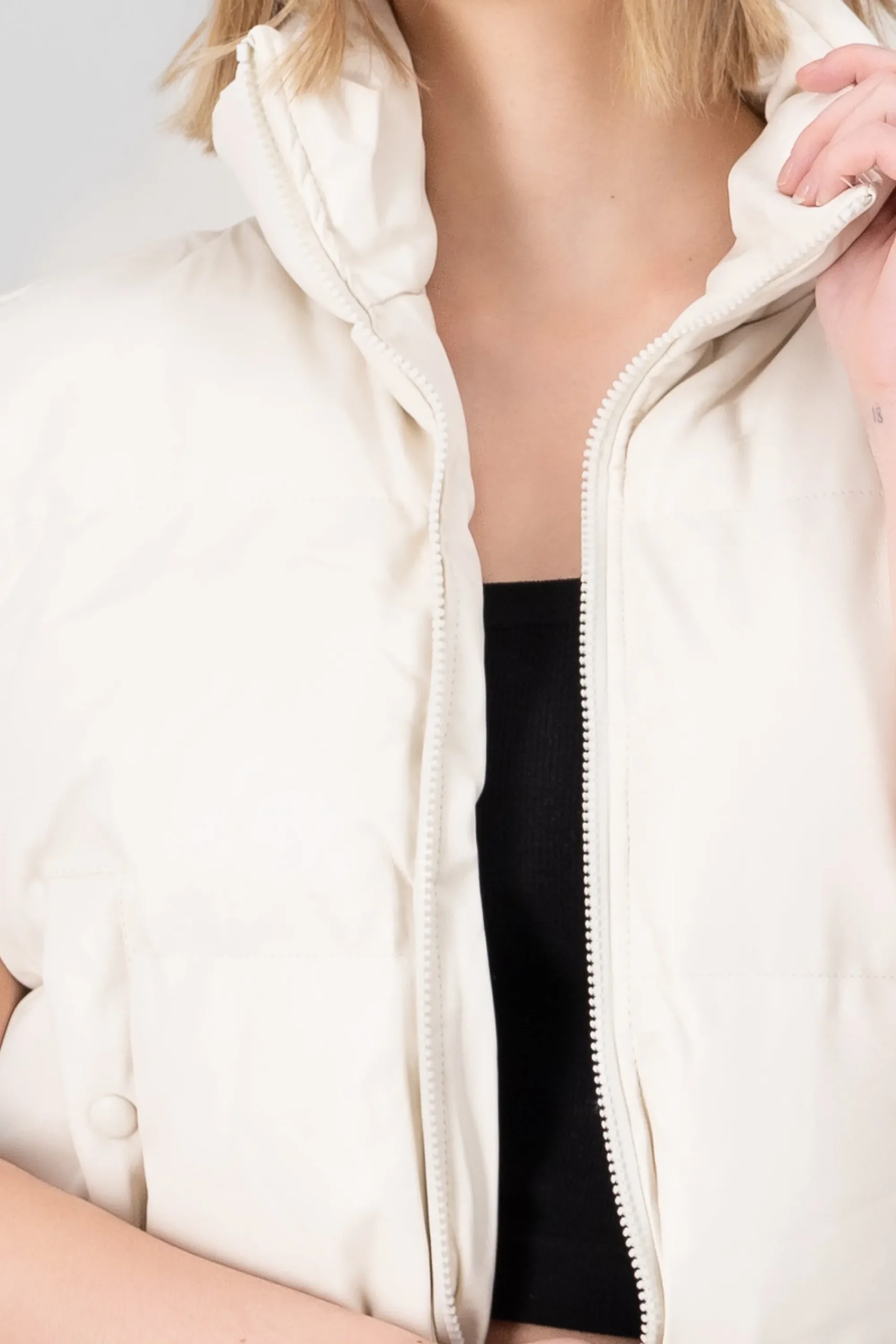 Shasa Faux Leather Puffer Vest