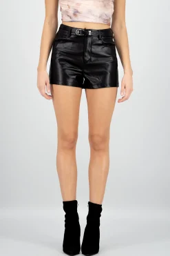 Shasa Faux Leather Shorts with Belt