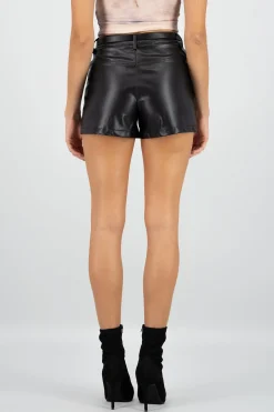 Shasa Faux Leather Shorts with Belt