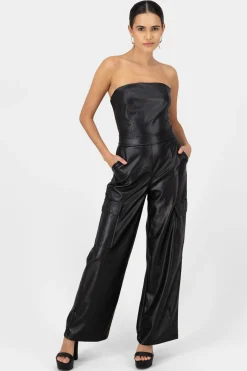 Shasa Faux Leather Tub Top Jumpsuit