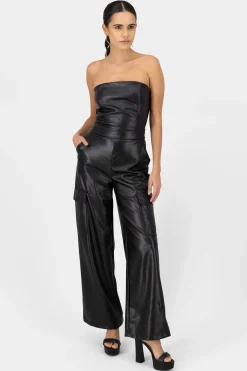 Shasa Faux Leather Tub Top Jumpsuit
