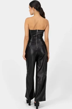 Shasa Faux Leather Tub Top Jumpsuit