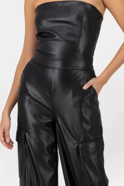 Shasa Faux Leather Tub Top Jumpsuit