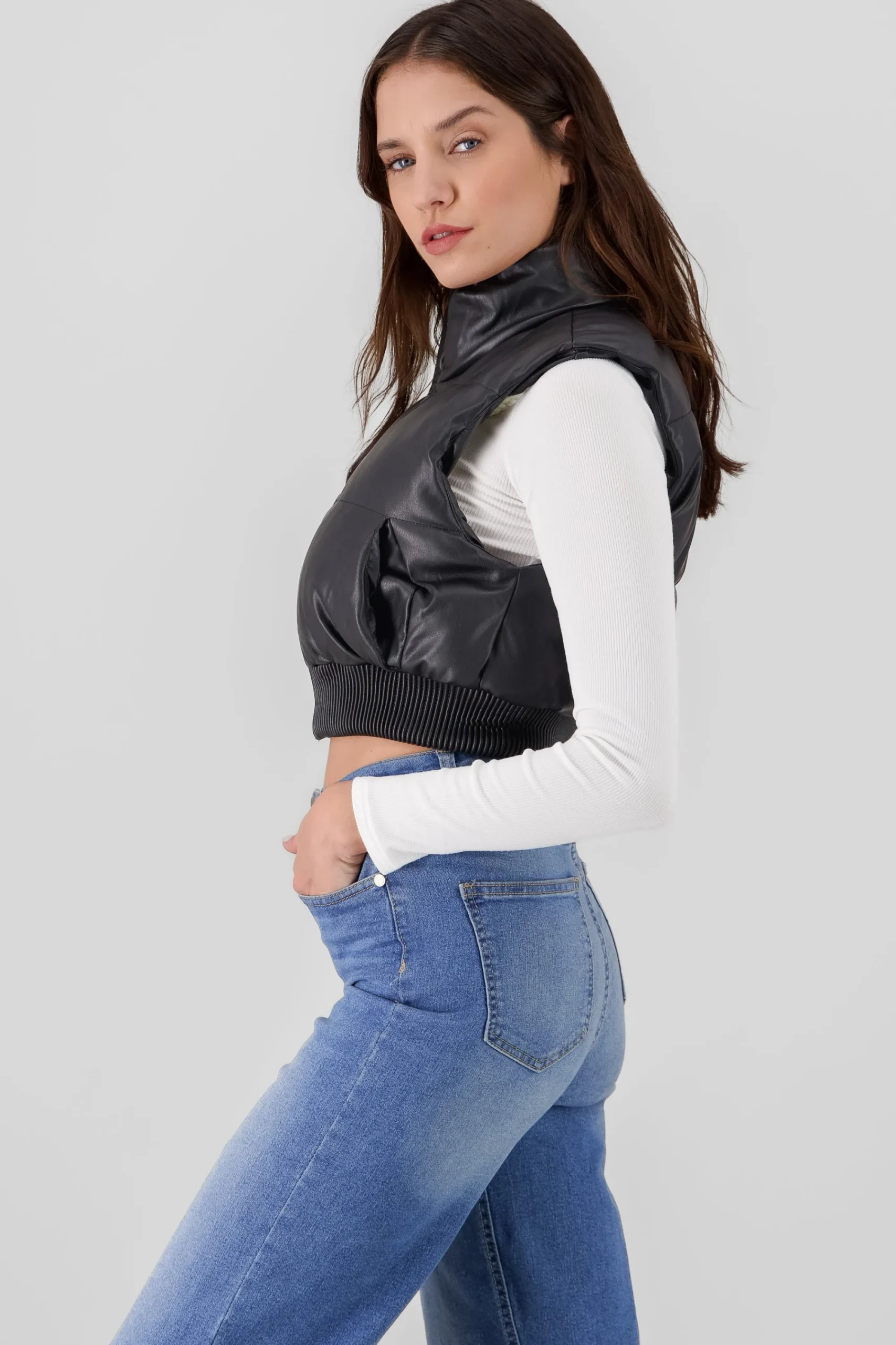 Shasa Faux Leather Vest