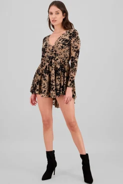 Shasa Flock mesh longsleeved dress