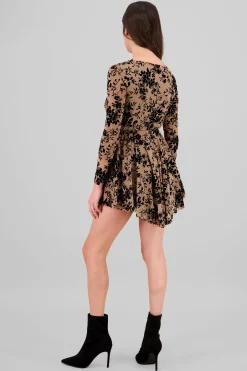 Shasa Flock mesh longsleeved dress