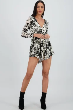 Shasa Flock mesh longsleeved dress