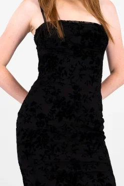 Shasa Flocked Mesh Midi Dress