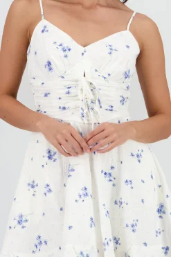Shasa Floral and Polka Dot Print Mini Dress