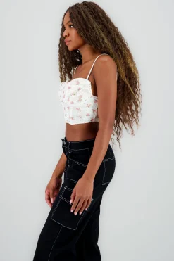 Shasa Floral Cowl Neck Cup Top