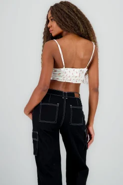 Shasa Floral Cowl Neck Cup Top