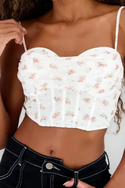 Shasa Floral Cowl Neck Cup Top