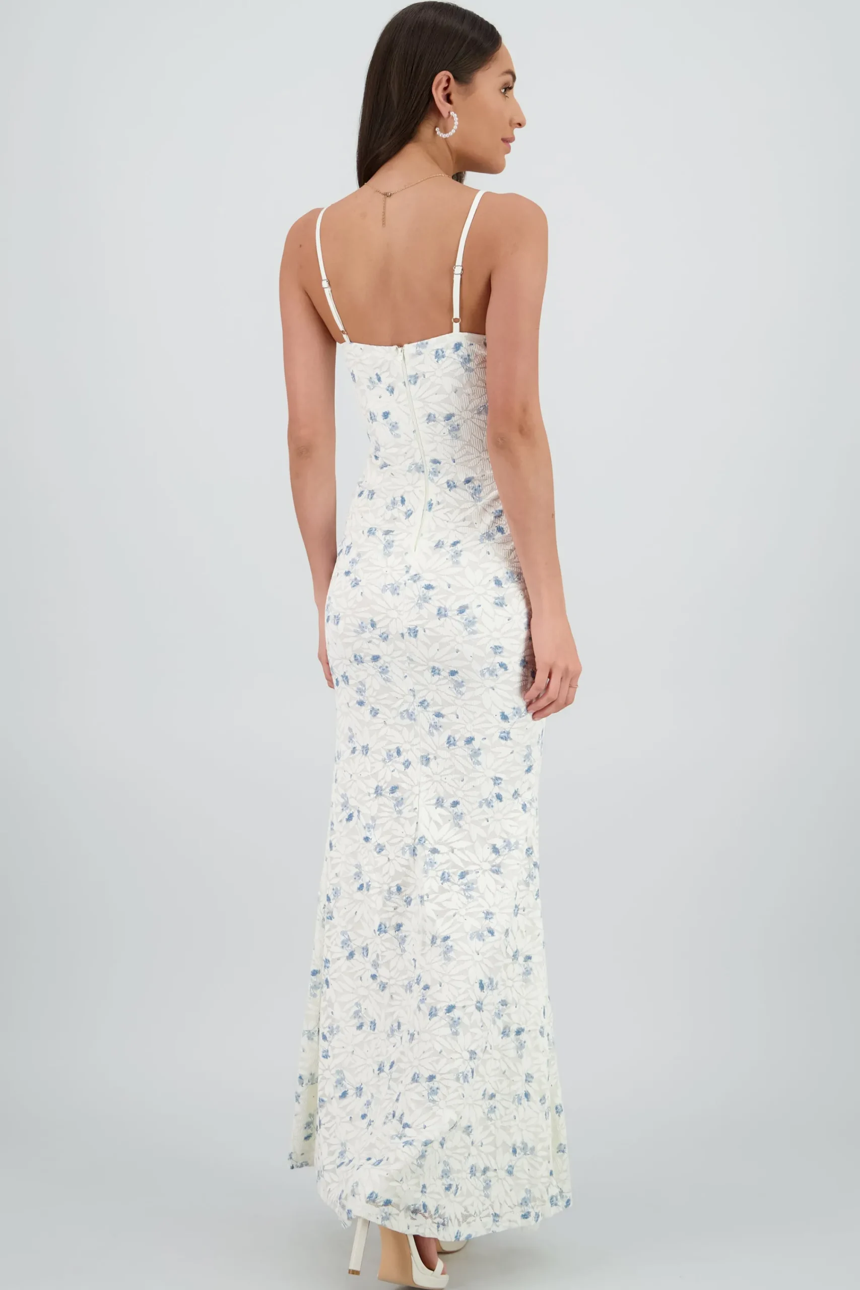 Shasa Floral Details Lace Maxi Dress with