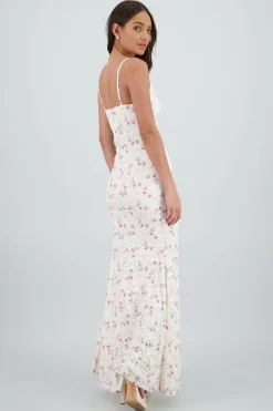 Shasa Floral Details Lace Maxi Dress with