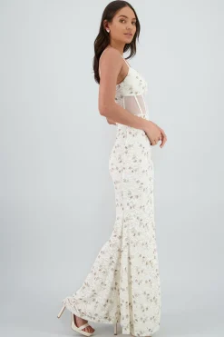 Shasa Floral Details Lace Maxi Dress with
