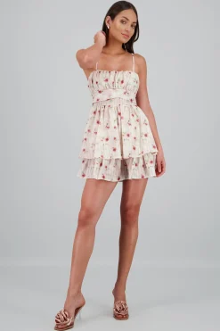 Shasa Floral dress with Stripes