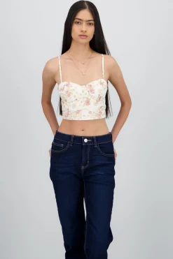 Shasa Floral Embroidered Corset Top