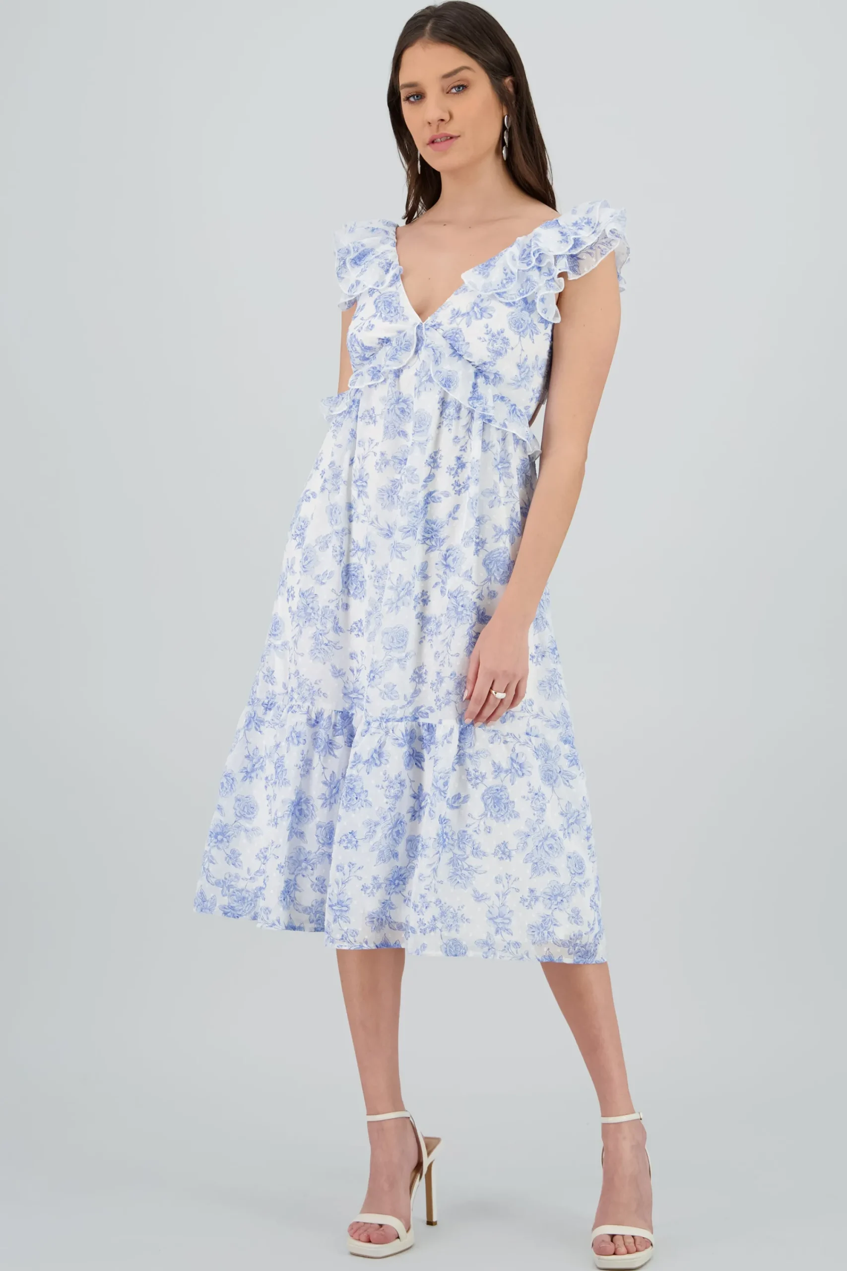 Shasa Floral Maxi Dress with Ruffles