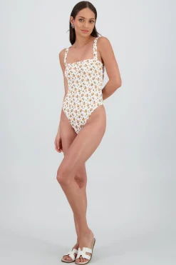 Shasa Floral One Piece Swimsuit with Open Back
