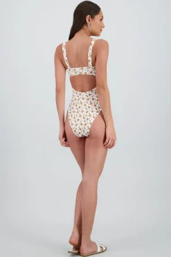 Shasa Floral One Piece Swimsuit with Open Back