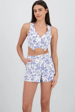 Shasa Floral Print Cropped Vest