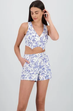 Shasa Floral Print Cropped Vest