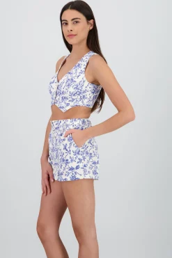 Shasa Floral Print Cropped Vest