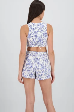 Shasa Floral Print Cropped Vest