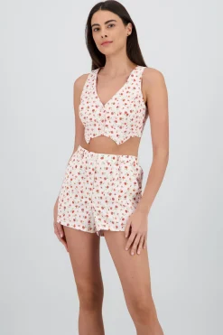 Shasa Floral Print Cropped Vest