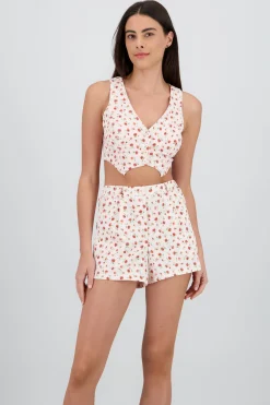 Shasa Floral Print Cropped Vest