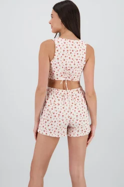 Shasa Floral Print Cropped Vest