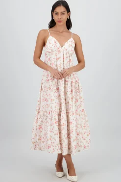 Shasa Floral Print Maxi Strap Dress