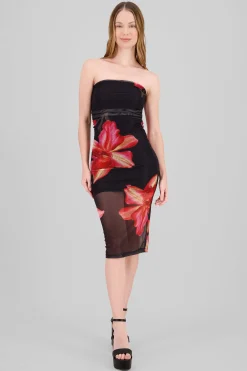 Shasa Floral Print Mesh Dress