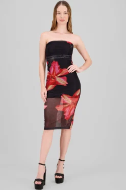 Shasa Floral Print Mesh Dress