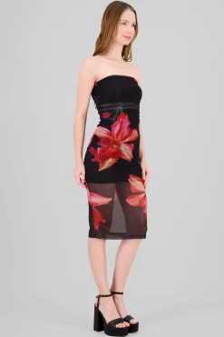 Shasa Floral Print Mesh Dress