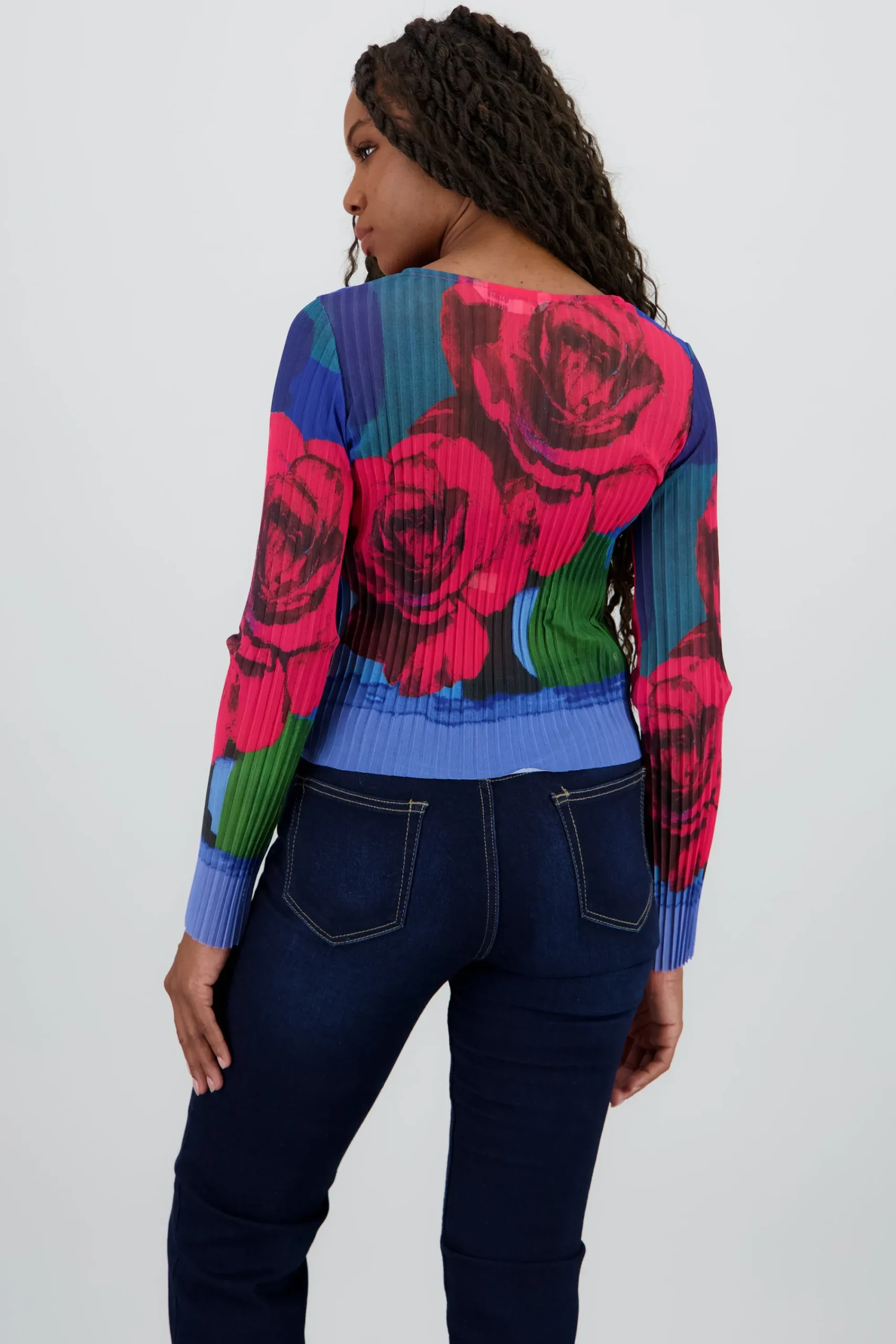 Shasa Floral Print Mesh Top