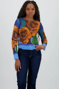 Shasa Floral Print Mesh Top