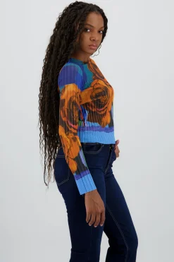 Shasa Floral Print Mesh Top