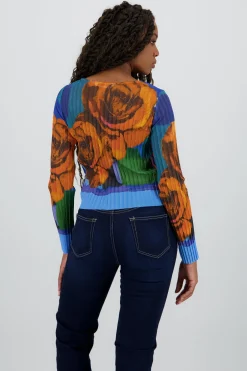 Shasa Floral Print Mesh Top