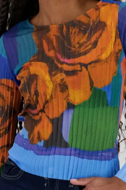 Shasa Floral Print Mesh Top