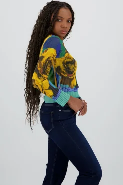 Shasa Floral Print Mesh Top