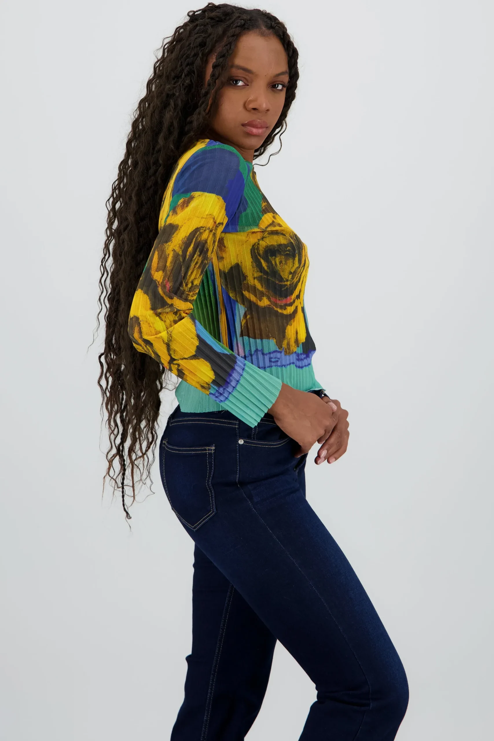 Shasa Floral Print Mesh Top