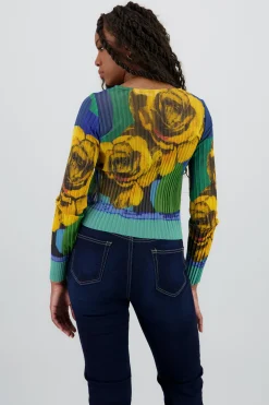 Shasa Floral Print Mesh Top