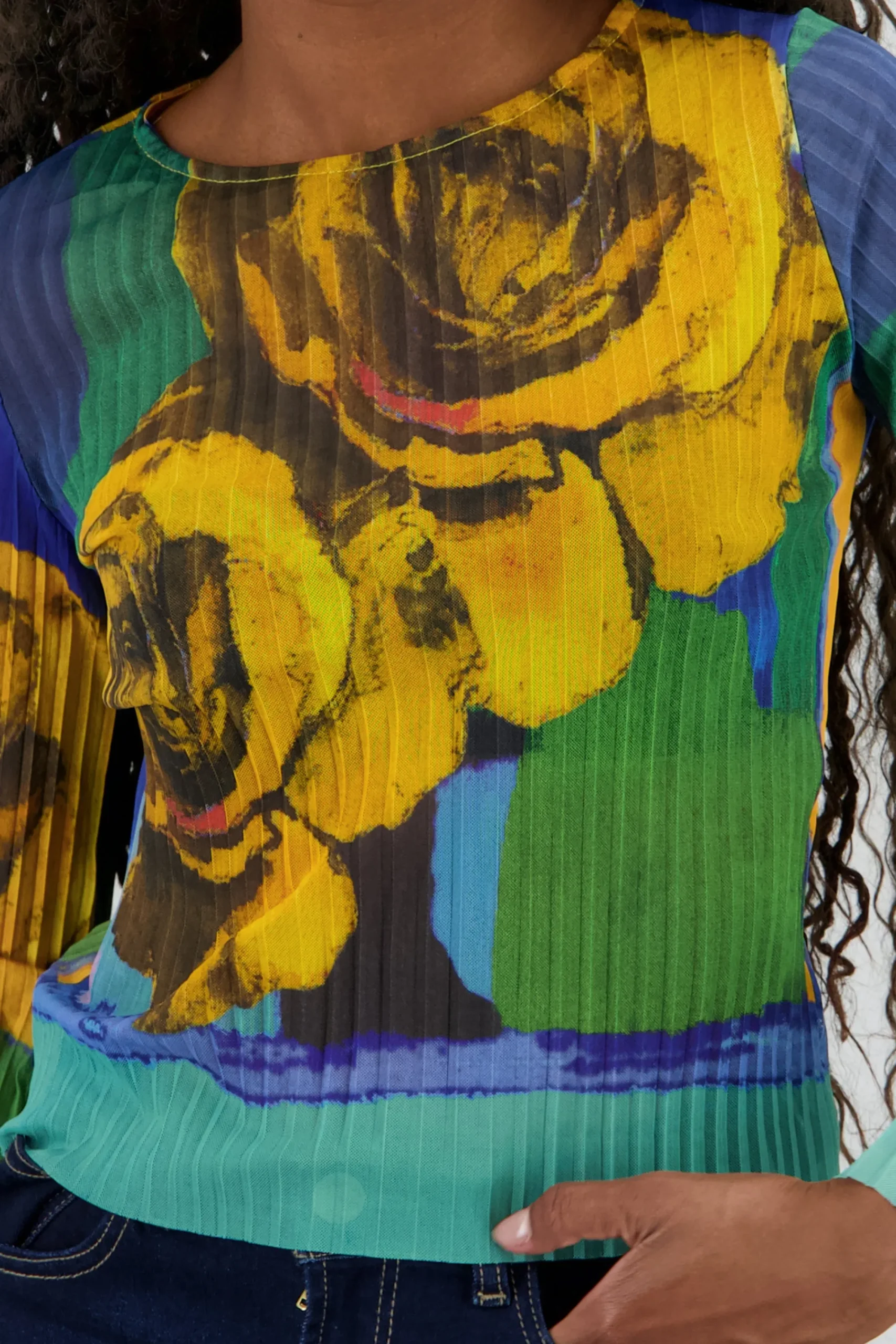 Shasa Floral Print Mesh Top