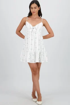 Shasa Floral Print Mini Dress with Bow